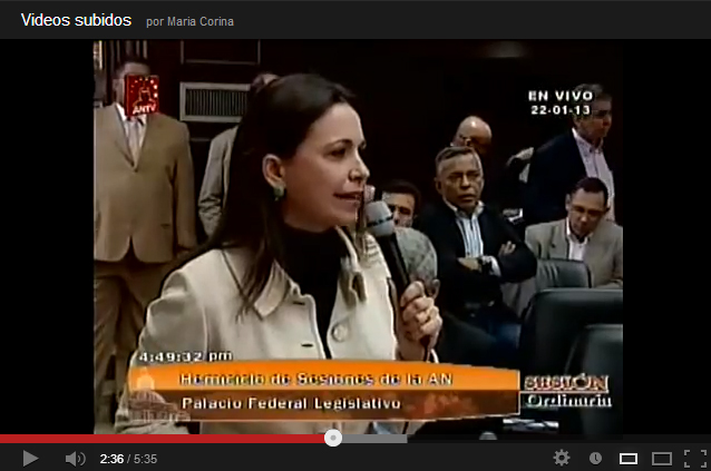 Intervención de María Corina Machado en la Asamblea Nacional