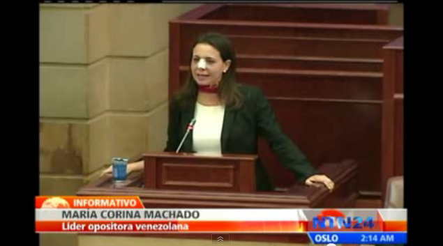 Diputada María Corina Machado pide solidaridad al gobierno de Colombia