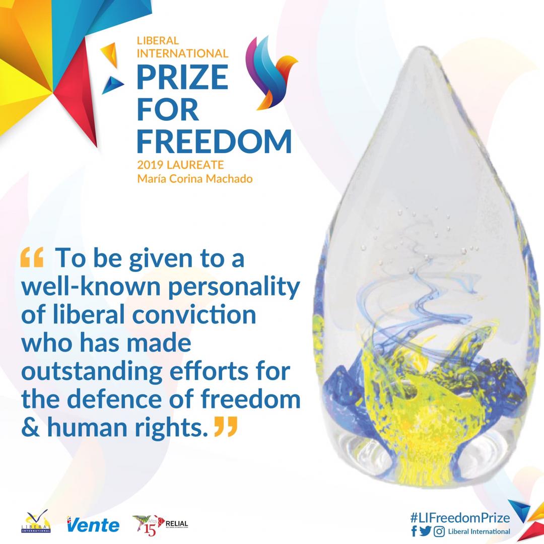 María Corina Machado recibirá en octubre el Premio a la Libertad de la Internacional Liberal