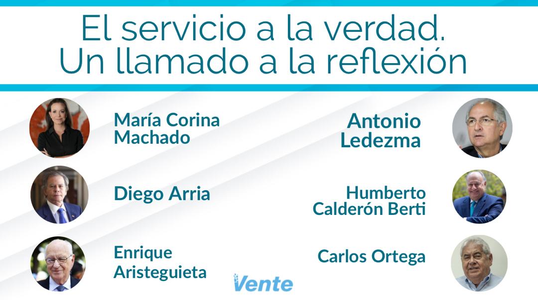 El servicio a la verdad. Un llamado a la reflexión. Carta firmada por María Corina, Ledezma, Arria, Ortega, Calderón Berti y Aristeguieta