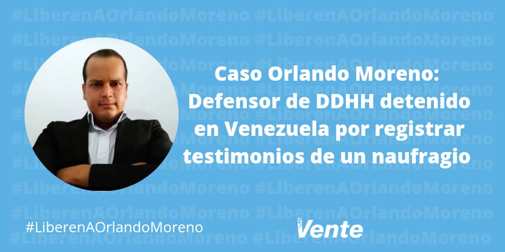 Caso Orlando Moreno: Defensor de DDHH detenido en Venezuela por registrar testimonios de un naufragio