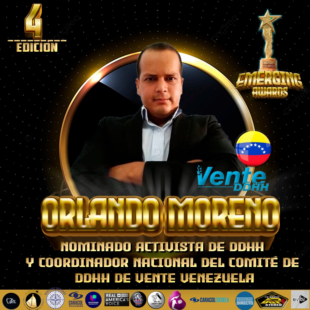 Orlando Moreno es nominado a los premios Emerging Awards por su labor como activista de DDHH