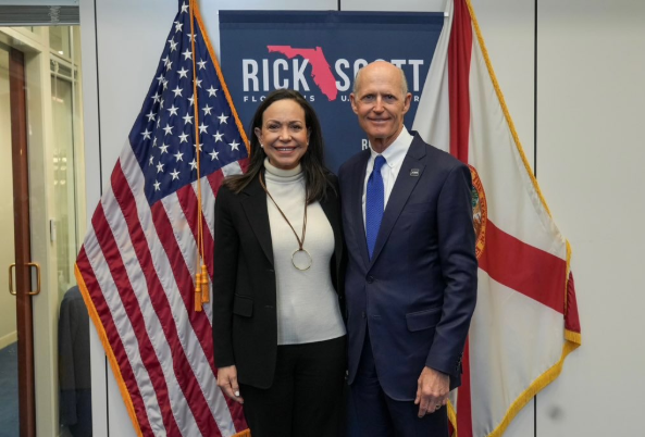 María Corina Machado se reunión con el senador Rick Scott: liberación de los presos políticos y la transición hacia la democracia los temas centrales del encuentro